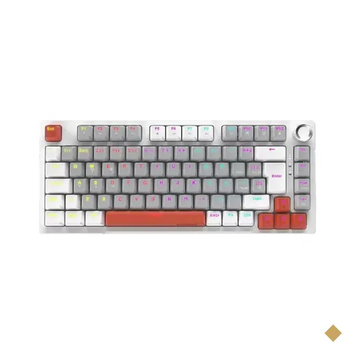 Teclado Mecânico Gamer PCYES Arkeum White Ghost 75% Rainbow com Switch Outemu…
