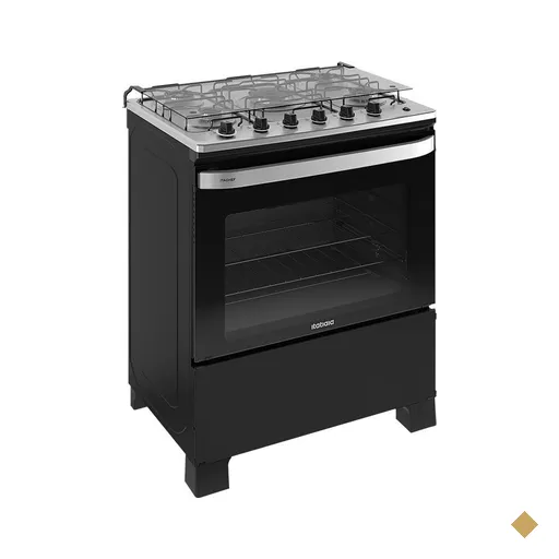 Fogão Itachef 5bocas Com Mesa de Inox e Tripla Chama Itatiaia - Preto