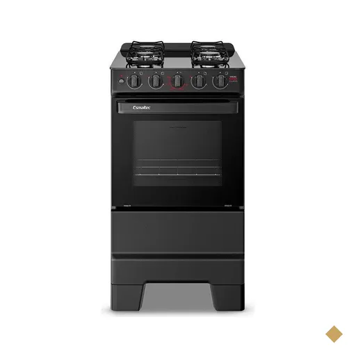 Fogão Esmaltec Ideal Super 4 Bocas Preto Mesa de Vidro Bivolt F4VAP