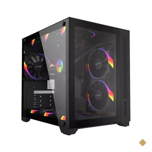 Gabinete PCYES Forcefield Black Vulcan, Frente e Lateral em Vidro Temperado -…