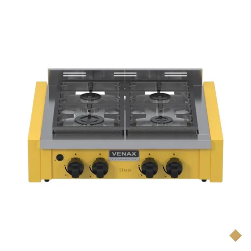 Fogao a Gas de Embutir de Bancada 4 Bocas Venax Temis Amarelo