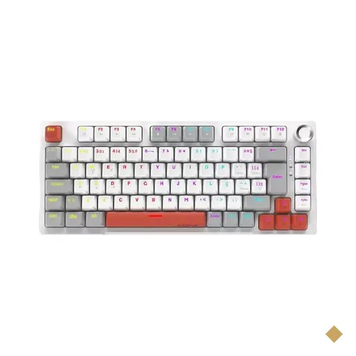 Teclado Mecânico Gamer PCYES Arkeum White Ghost 75% Rainbow com Switch Outemu…