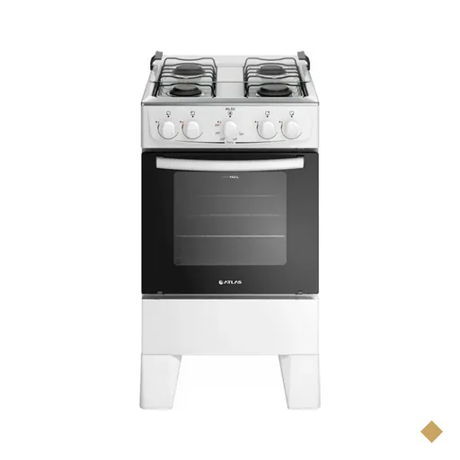 Fogão 4 Bocas Preto com Mesa Inox Atlas Milão