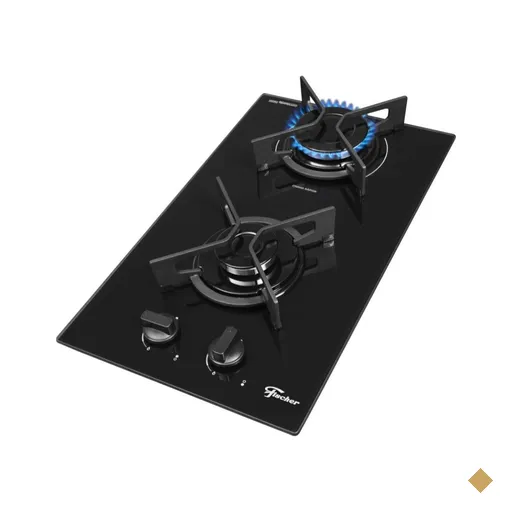 Cooktop a Gás Fischer 2 Bocas Fit Line Trempe Iron - Preto