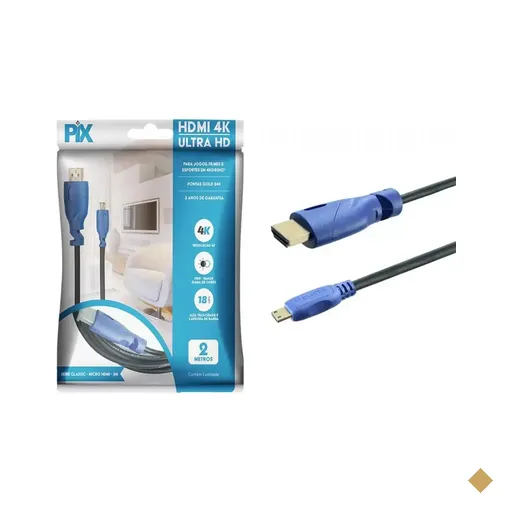 Cabo Micro HDMI (M) X HDMI (M) 2m - Pix
