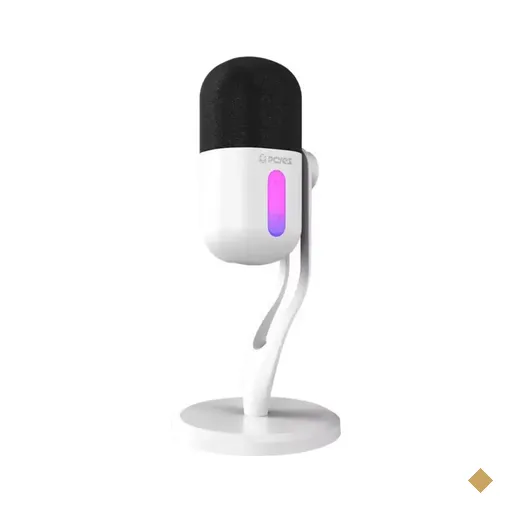 Microfone PCYes Gamer Condensador Volini White Ghost RGB, USB, MGVLNWG