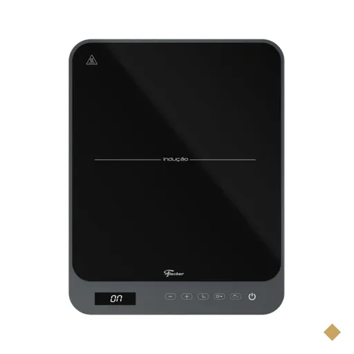 Cooktop de Indução Portátil Fischer 1 Boca Bivolt Touch Screen Cinza Eiger