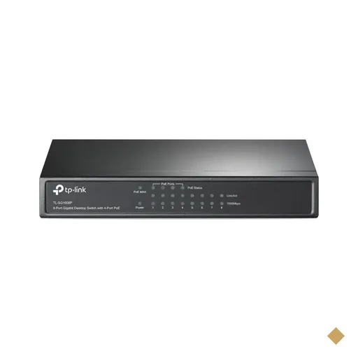 Switch de Mesa/Rack TP-Link Gigabit com 8 Portas (4 Portas PoE) - TL-SG1008P