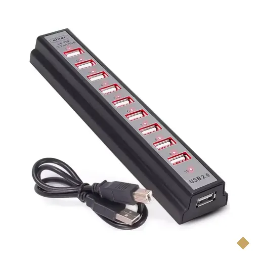 HUB KNUP HB-T69 (10 portas USB 2.0) c/ Fonte Preto
