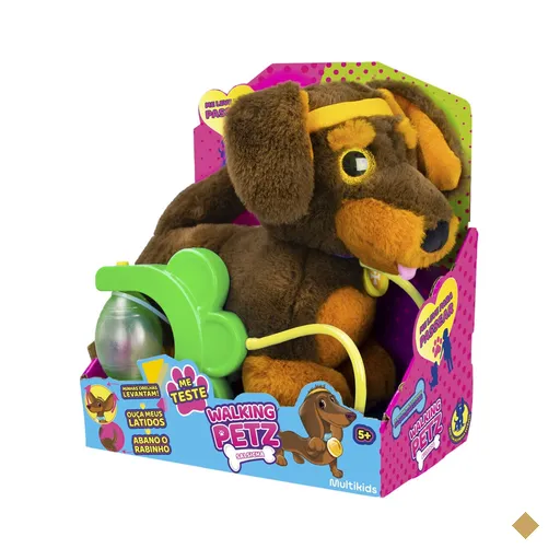 Pelúcia Cachorrinho Walking Petz Salsicha Multikids - BR1875