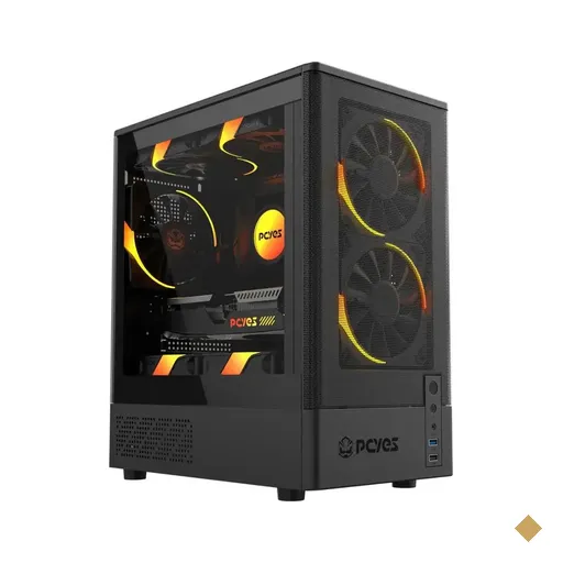 Gabinete PCYES Kauri Black Vulcan, Mid Tower, Frente e Lateral em Vidro…