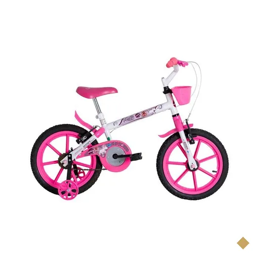 Bicicleta Track Bikes Pinky WR Aro 16 Quadro 10 Rodinhas Laterais Rosa e Branco