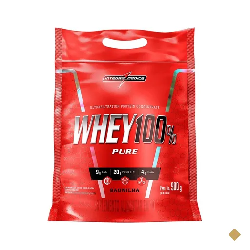 Whey 100% Pure 900g Pouch Integralmedica BAUNILHA