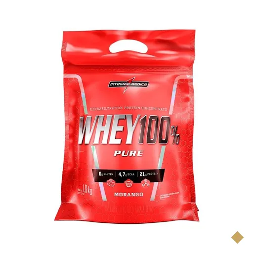 Whey 100% Pure 1,8kg Pouch Integralmedica Morango