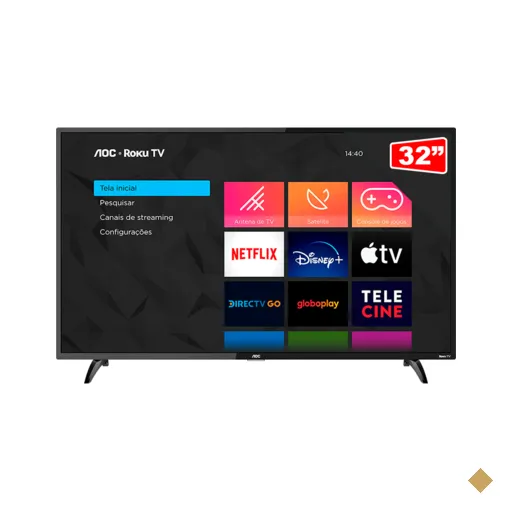 Smart TV AOC 32" LED HD, ROKU, HDMI, USB, Conexão Wi-Fi, 32S5195 | Preto