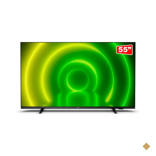 Smart TV Philips 55" 4K UHD LED, Bluetooth, Wi-Fi, 55PUG7406/78 | Preto Mate