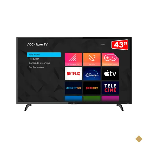 Smart TV AOC 43" Full HD, ROKU, HDMI, USB, Wi-Fi, Conversor Digital…