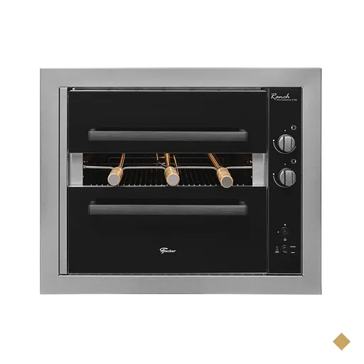 Churrasqueira G&aacute;s Embutir Ranch Grill com 3 Espetos Bivolt Inox Fischer