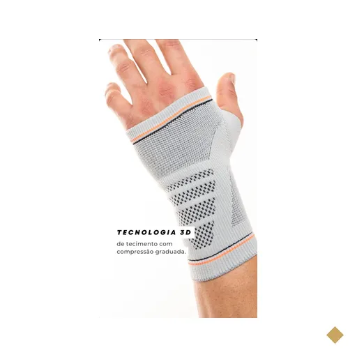 N1 Sport Munhequeira Cinza M Knit 3D com Compressão Graduada Estabilização…