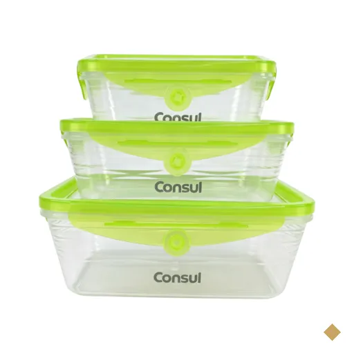 Kit de 3 Potes com Tampa Flexível Consul