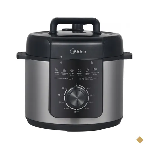 Panela de Pressão Elétrica Mecânica 4 Litros Midea Portáteis - Preto/Inox