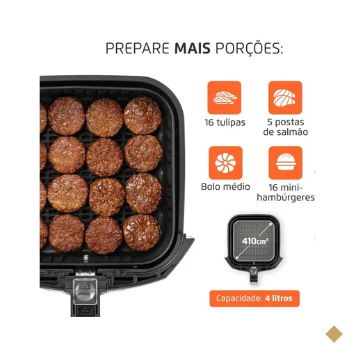 Kit Air Fryer Mondial 4L 1500W e Batedeira Mondial Pratica 3,6L 400W 127V
