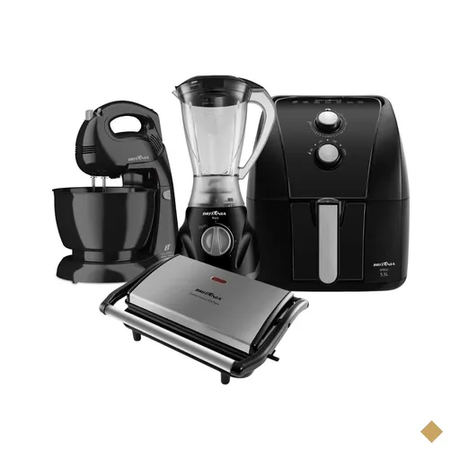 Kit Britânia com Air Fryer 5,5L/ Batedeira 4,3L /Grill/Sanduicheira e…