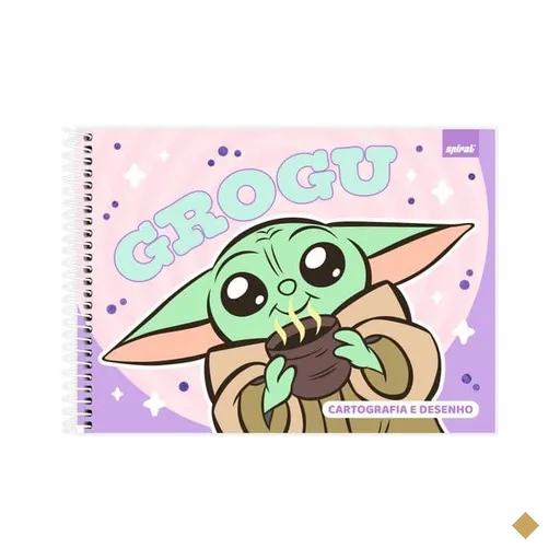 Caderno Cartografia e Desenho Capa Dura 48 Folhas, Grogu Star Wars, 2643094…