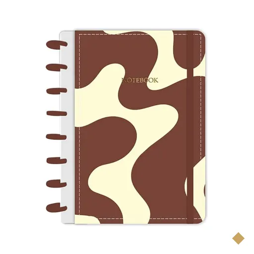 Caderno de disco P, 80 folhas 155 x 215mm, Curvas, Marrom, 5497, Abyara - PT 1…