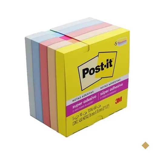 Bloco Adesivo Post-It Coleção Alegria 76 X 76mm 450 Folhas 3M - PT 5 UN