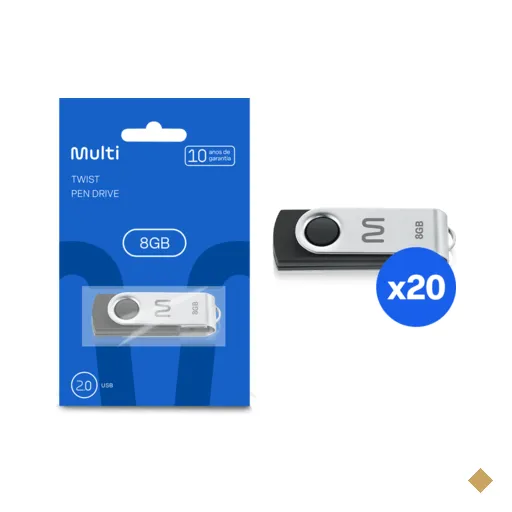Combo 20 unidades do Pen Drive Twist 8GB USB Leitura 10MB/s e Gravação 3MB/s…