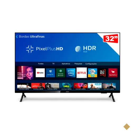 Smart TV PHILIPS 32" LED HD, Wi-Fi Integrado, USB, HDMI, 32PHG6825/78 | Preto