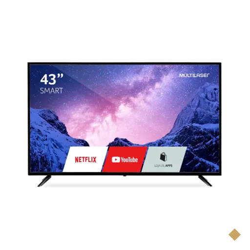 Tela TV Multilaser LED 43" Full HD Wi-Fi Integrado Linux HDMI TL027 | Preto