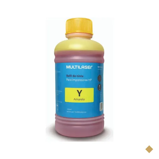 Refil de Tinta para Cartucho Impressoras HP 250ml Amarelo Multilaser - RF012