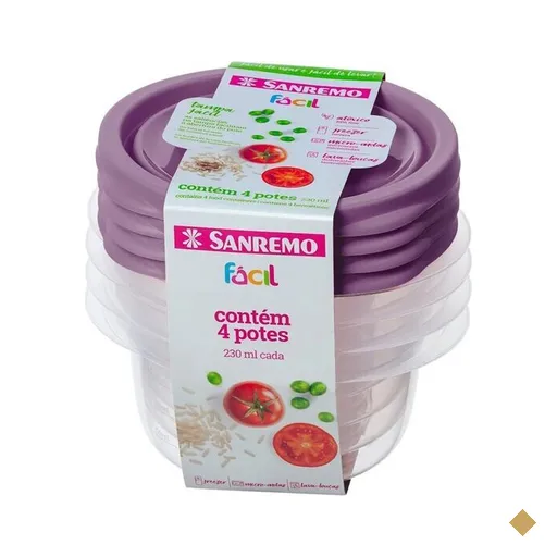Conjunto de Potes Sanremo 4 Peças, 230 ml, Cores Sortidas