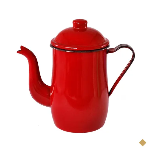 Bule Aço Esmaltado Para Café Chá 1,25 Litros Tradicional Vermelho