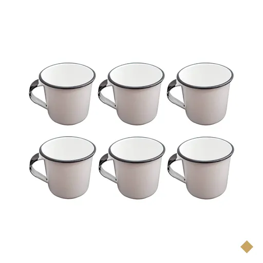 Jogo de Xícaras Café Caneca Esmaltada 400ml Caneca de Agata Branca