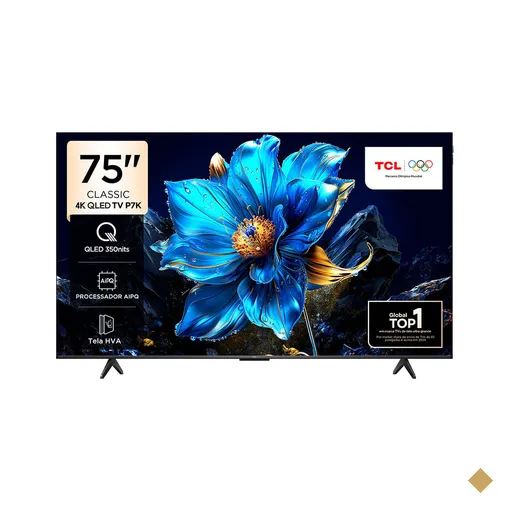 TCL QLED Smart 4K 75" P7K Google TV com Wi-Fi Dual Band, Google Assistente