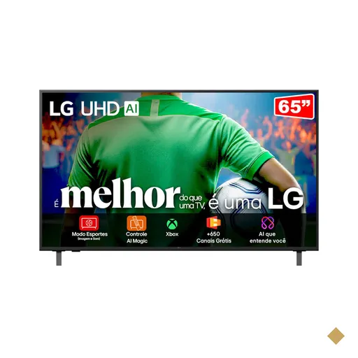 Smart TV 4K 65" LG UHD Processador α7 AI Ger8 4K Super Upscaling Google Cast…