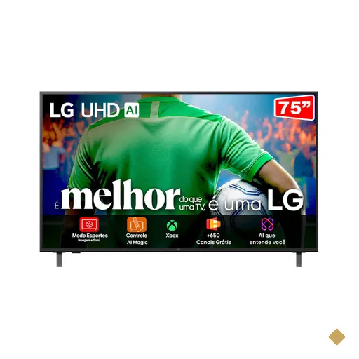 Smart TV LG AI 75" 4K Processador a7 Al Gen8, Amazon Alexa e Google Cast…
