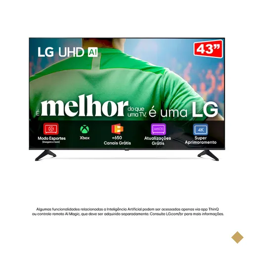 Smart TV LG 43" 4K UHD 43UA7500PSA, webOS 25, Alexa integrado, Compatível com…