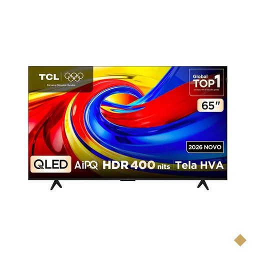 Smart TV TCL 65" 4K QLED P7L, Google TV, Tela HVA, 120Hz VRR, Processador AIPQ…