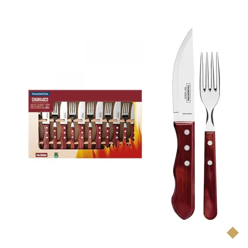 Jogo de Talheres para Churrasco Jumbo Tramontina em Aço Inox com Cabo Vermelho…