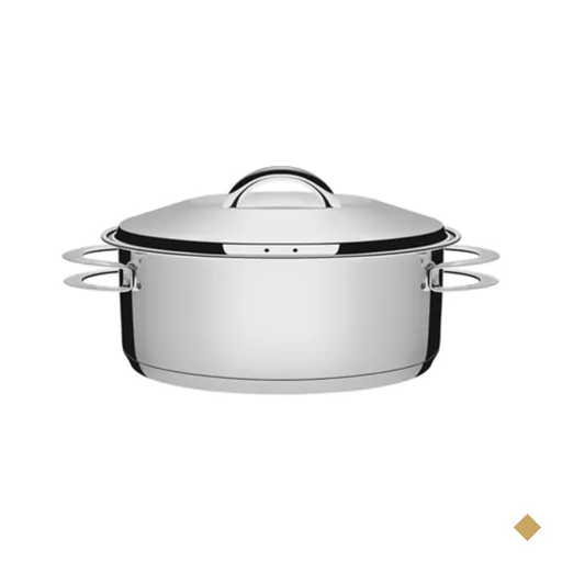 Panela De Fundo Triplo Rasa 4,7L Caçarola Inox Com Tampa 24cm Tramontina Solar