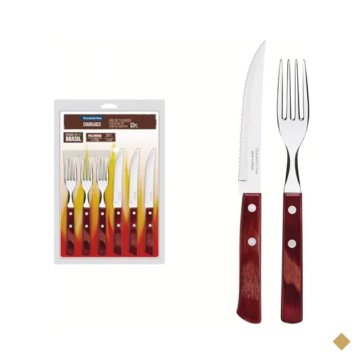 Jogo de Talheres para Churrasco Tramontina em Aço Inox com Cabo Vermelho…