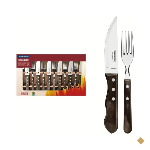 Jogo de Talheres para Churrasco Jumbo Tramontina em Aço Inox com Cabo Castanho…
