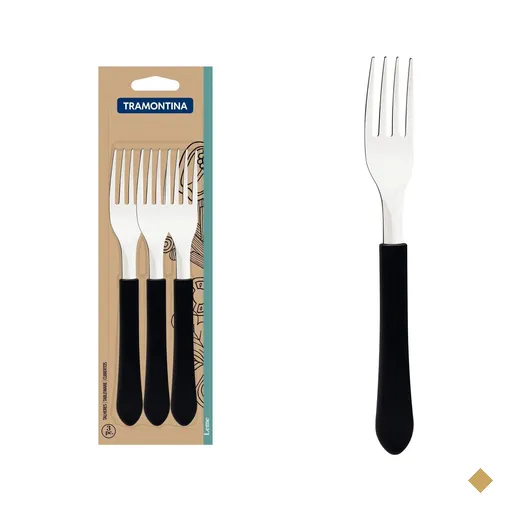 Conjunto de Garfos de Mesa Tramontina Leme com Lâminas em Aço Inox e Cabos de…