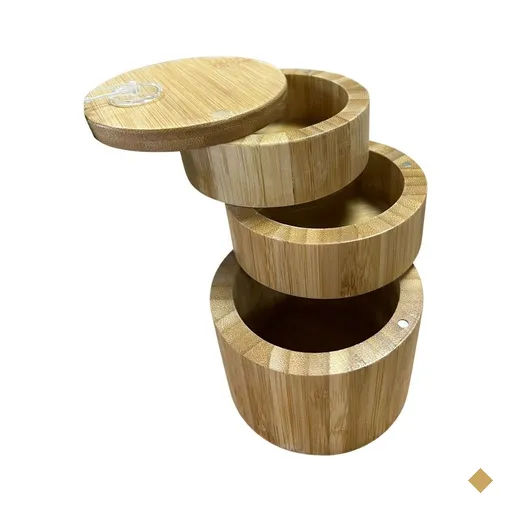 Pote de Bambu com 3 divisões giratorias