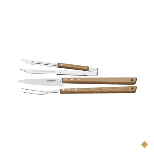 Kit para Churrasco Tramontina em Aço Inox e Madeira com Pegador 3 peças