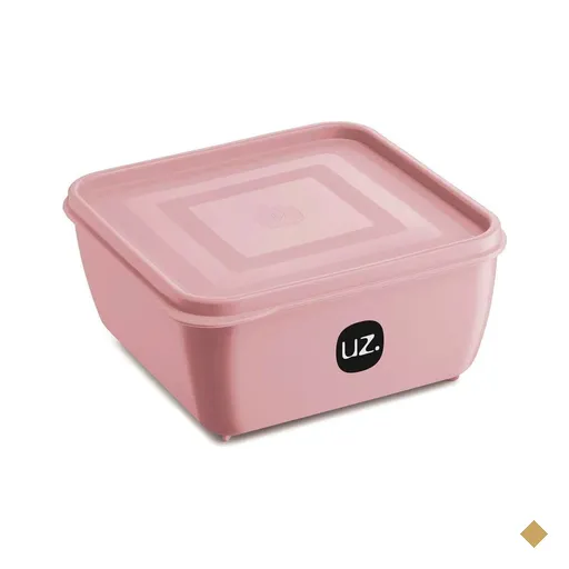 Pote Plástico Quadrado Multiuso 1,5L com Tampa Premium UZ Rosa